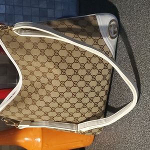 Gucci Monogram Bag White Trim Crossbody